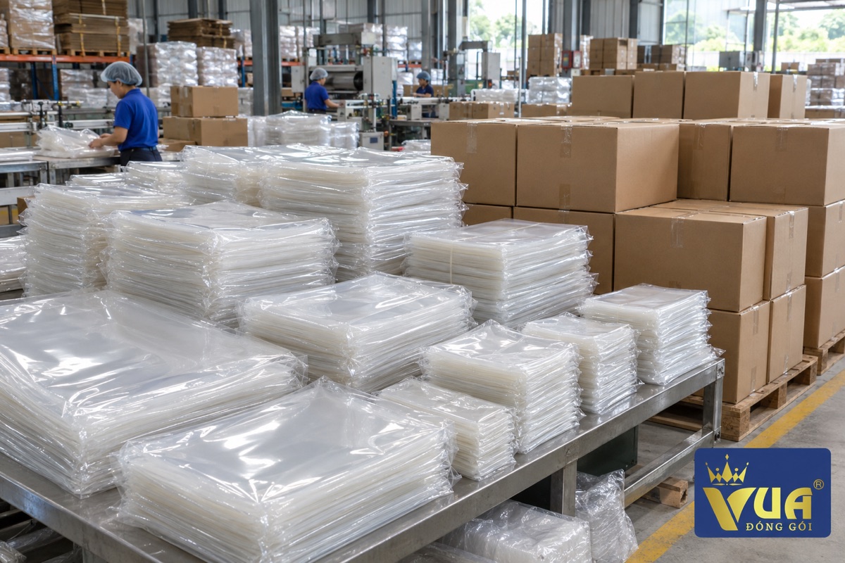 Các chồng túi hút chân không PA/PE nhiều kích thước cạnh thùng carton chuẩn bị giao hàng