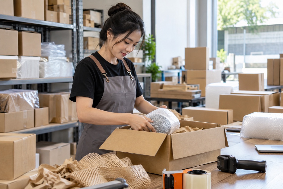 Đóng gói đơn hàng online giảm hoàn hàng tại khu vực xử lý đơn