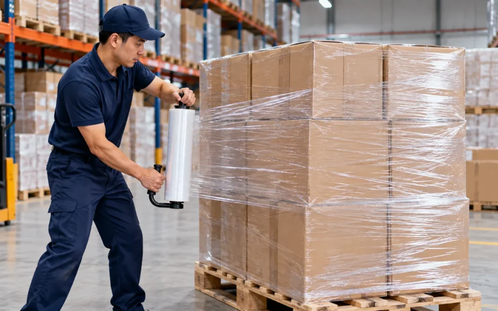 Cách tính màng PE quấn pallet trong kho hàng