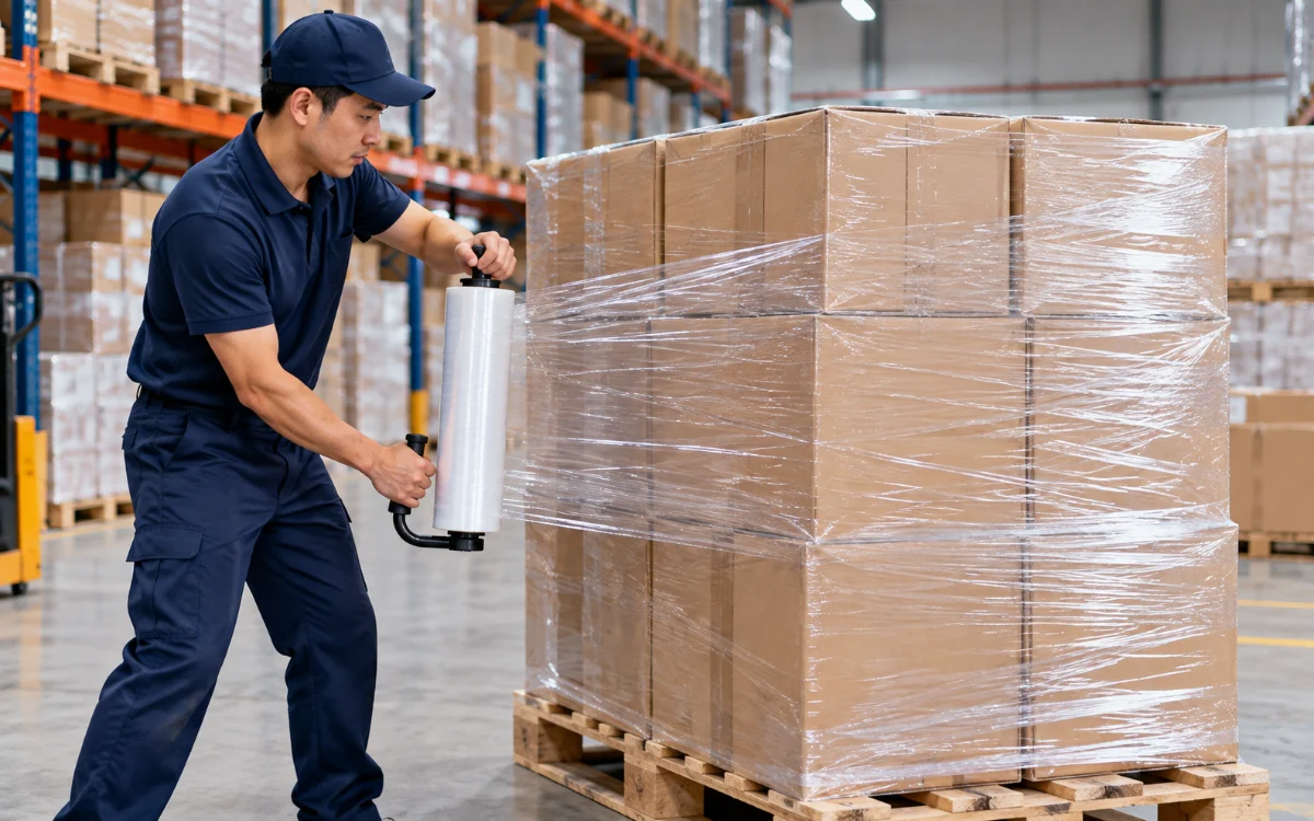 Cách tính màng PE quấn pallet trong kho hàng