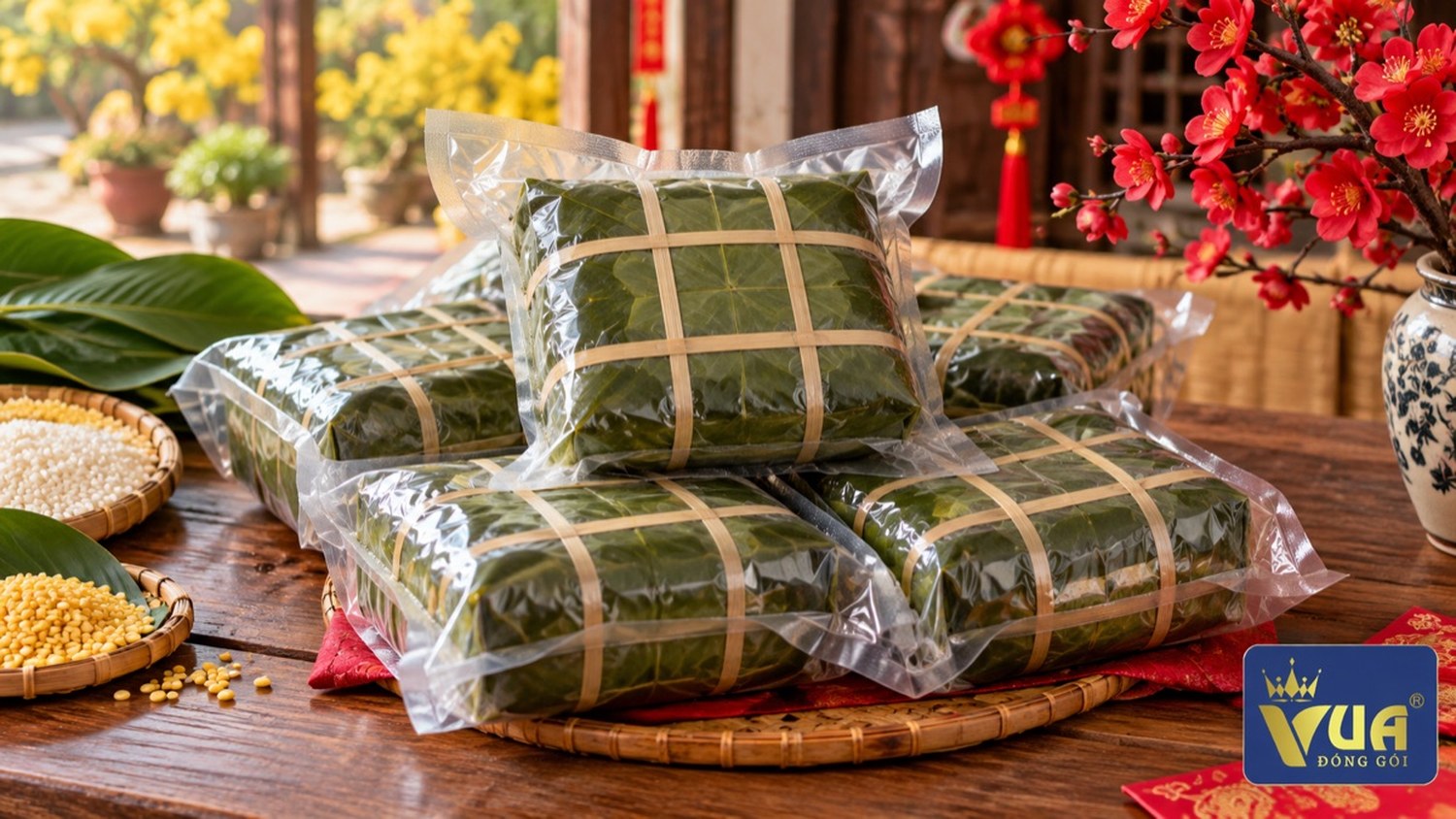 Túi hút chân không bánh chưng giữ bánh xanh ngon dịp Tết