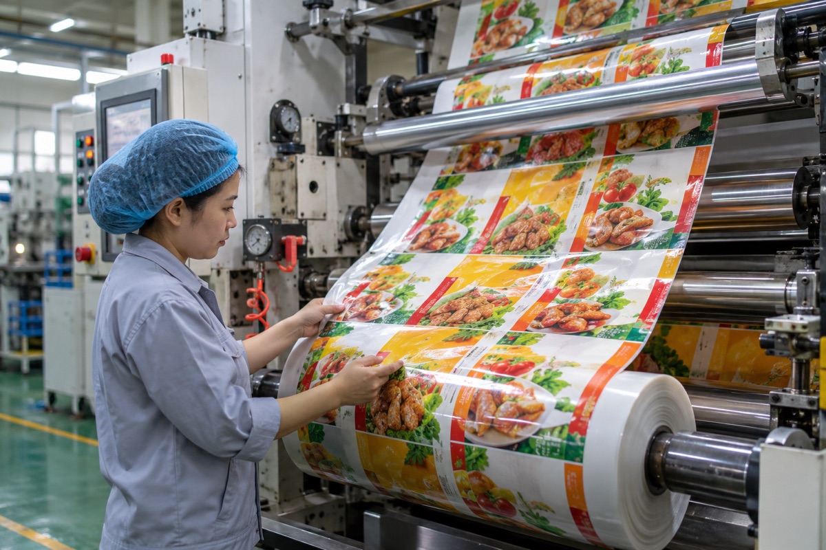 Túi hút chân không in ống đồng tại xưởng sản xuất bao bì