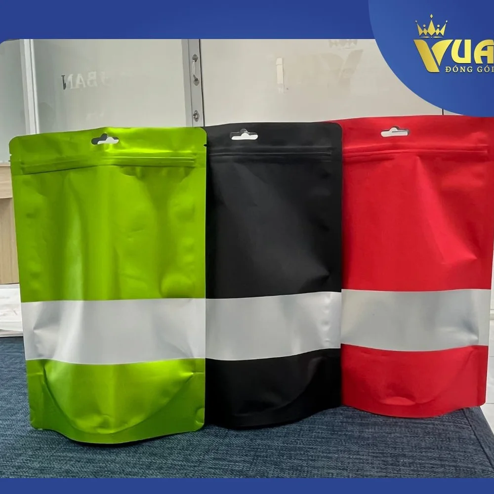 Túi zipper đáy đứng cửa sổ, bạc, trong – Vua Đóng Gói – mẫu 2