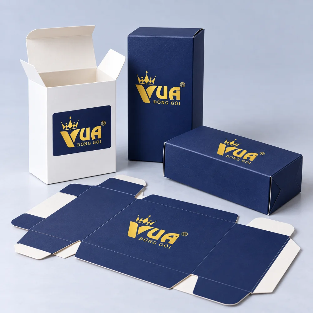 Hộp giấy mềm in logo Vua Đóng Gói
