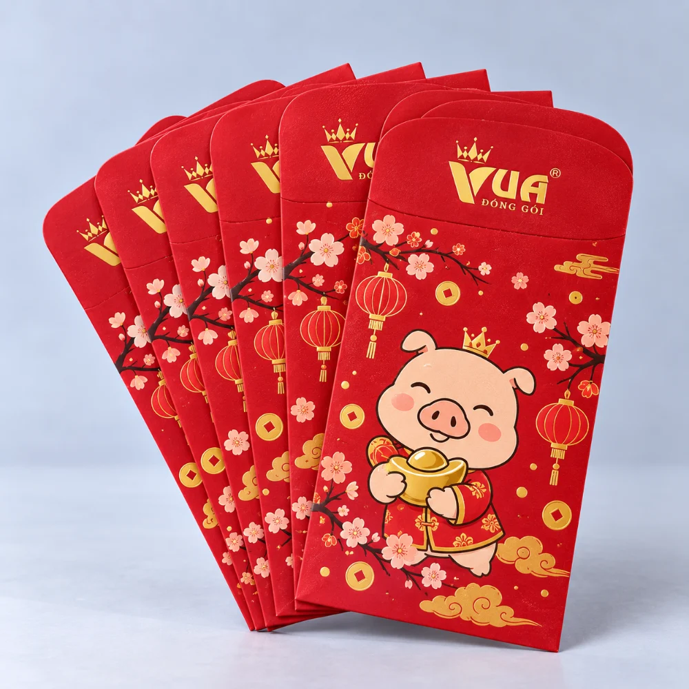 In lì xì Tết in logo Vua Đóng Gói